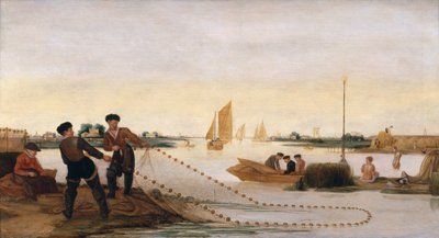 Two Fishermen Pulling in their Nets by Arent Arentsz